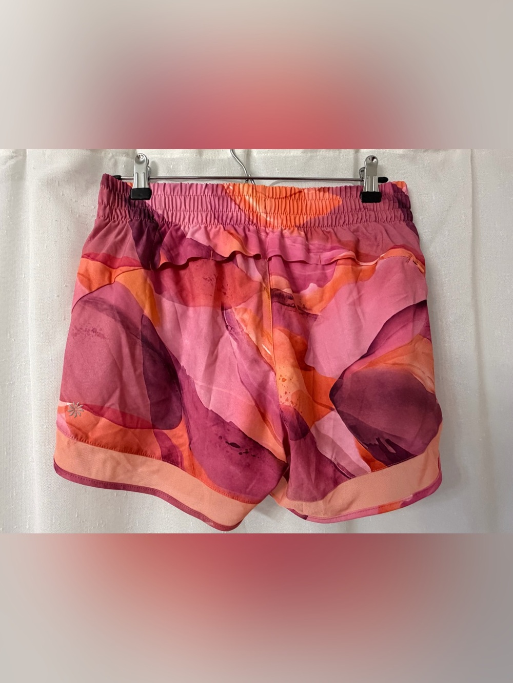 Athleta Printed Mesh Racer Run Short 4”Pink & Coral Abstract Print - Size S -NWT - Picture 7 of 7